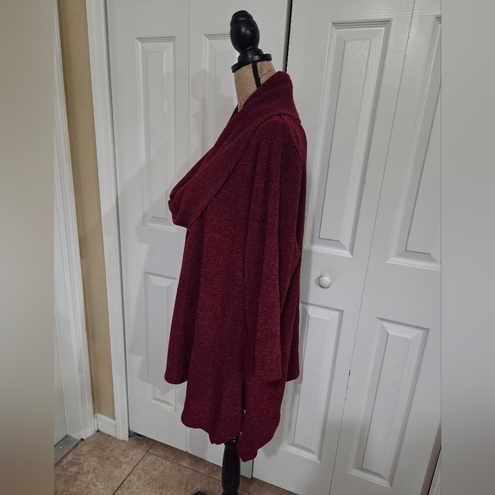 New Directions Burgundy Cowl Neck Sweater - Picture 6 of 12